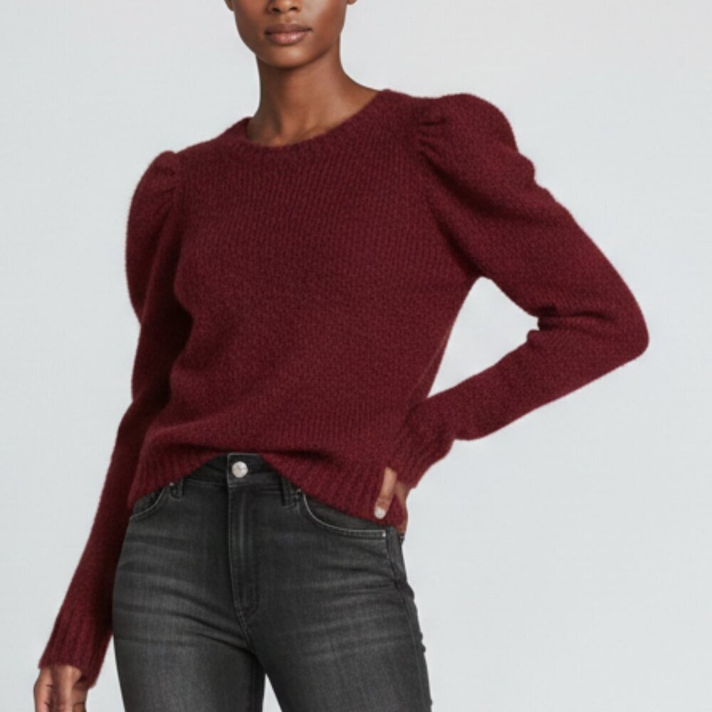 Derek Lam 10 Crosby Locken Puff‑Sleeve Alpaca‑Blend Sweater – Merlot – XS (NWT)